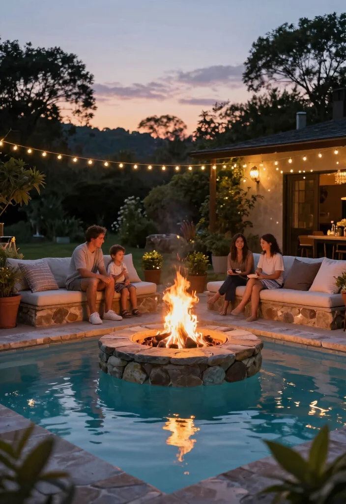 12 Backyard Pool Ideas to Upgrade Summer Living 10. Poolside Fire Pits 0