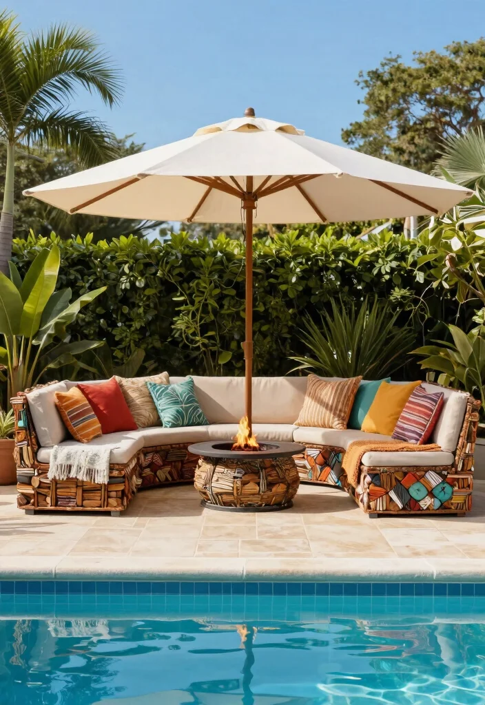 12 Backyard Pool Ideas to Upgrade Summer Living 7. Creative Poolside Seating 0