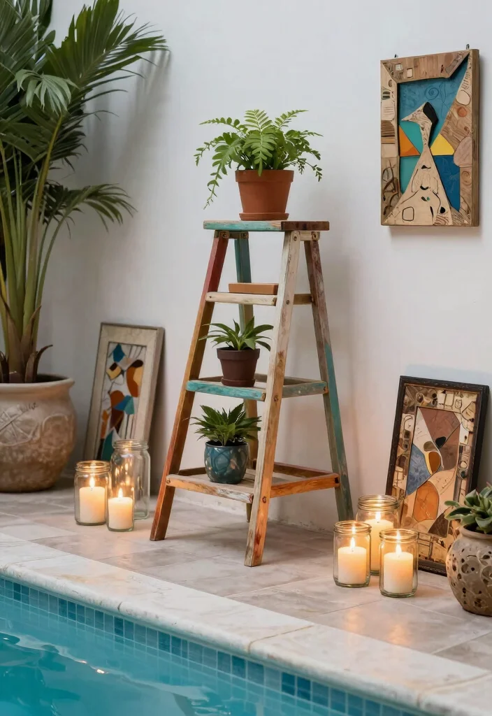 12 Backyard Pool Ideas to Upgrade Summer Living 8. Upcycled Decor 0