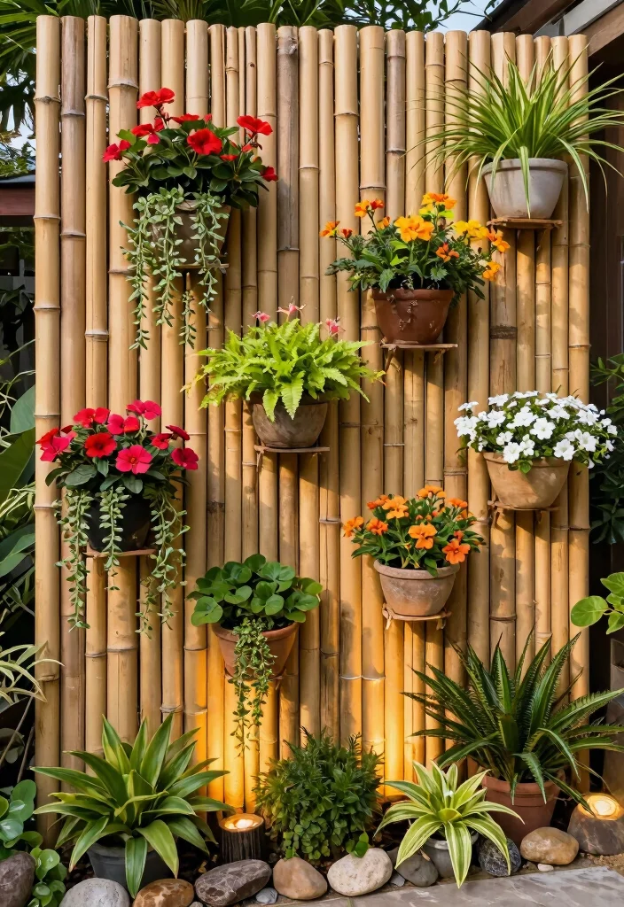 12 Bamboo Trellis Ideas for Natural Garden Support 3. Vertical Bamboo Garden Wall 0