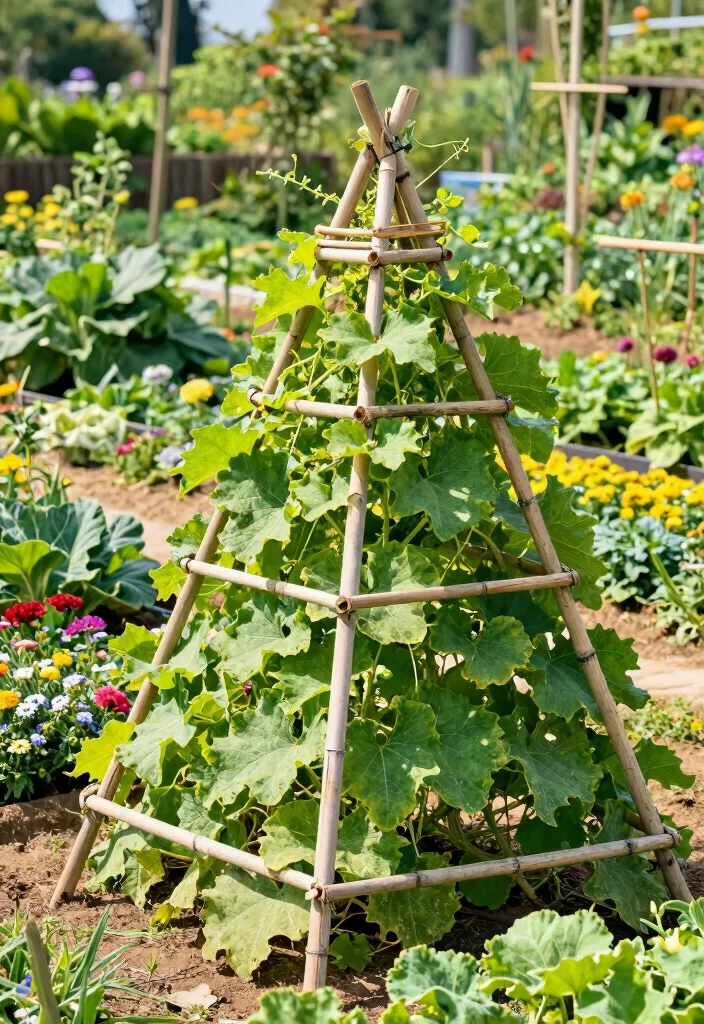 12 Bamboo Trellis Ideas for Natural Garden Support 5. Bamboo Pyramid Trellis 0