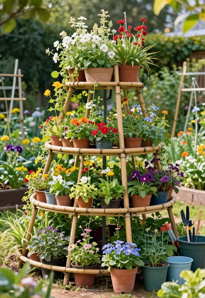 12 Bamboo Trellis Ideas for Natural Garden Support 6. Multi Level Trellis System 0