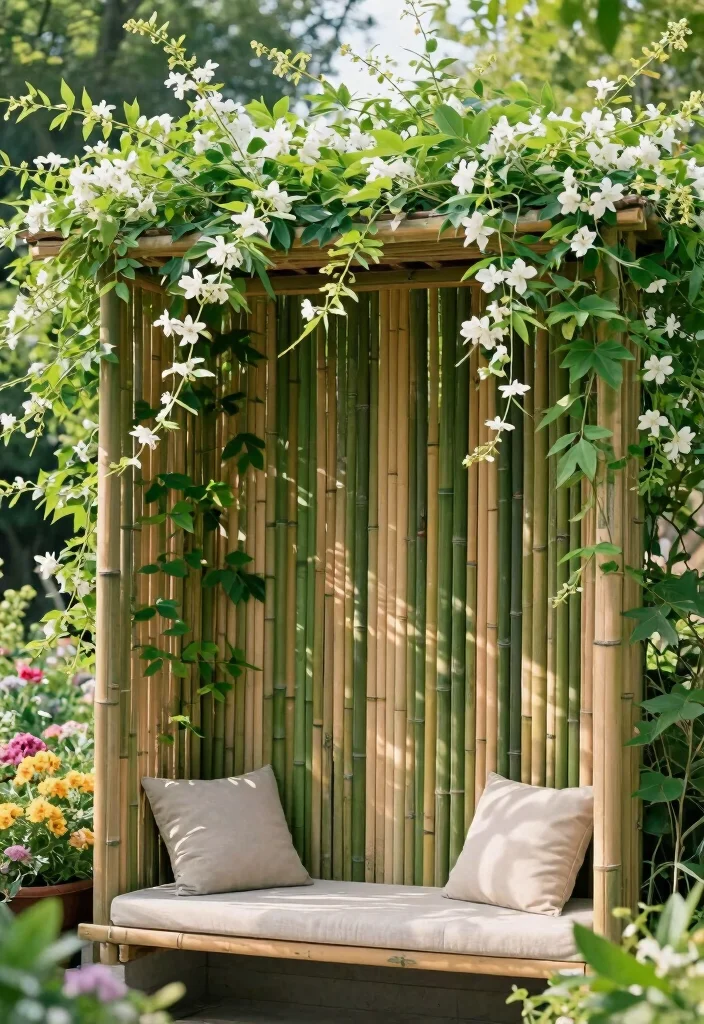 12 Bamboo Trellis Ideas for Natural Garden Support 7. Bamboo Privacy Screen 0