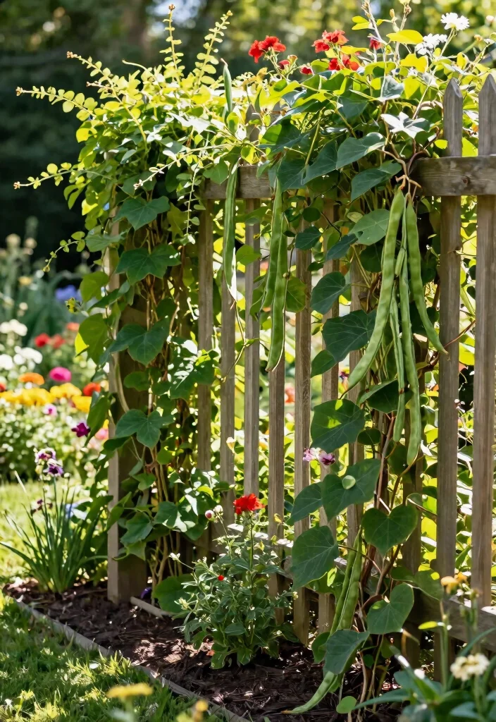 12 Bean Pole Trellis Ideas for Simple Vertical Growing 10. Vertical Garden Fence 0