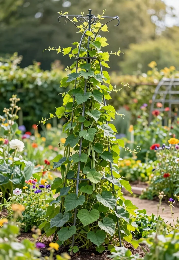 12 Bean Pole Trellis Ideas for Simple Vertical Growing 12. Spiral Trellis 0