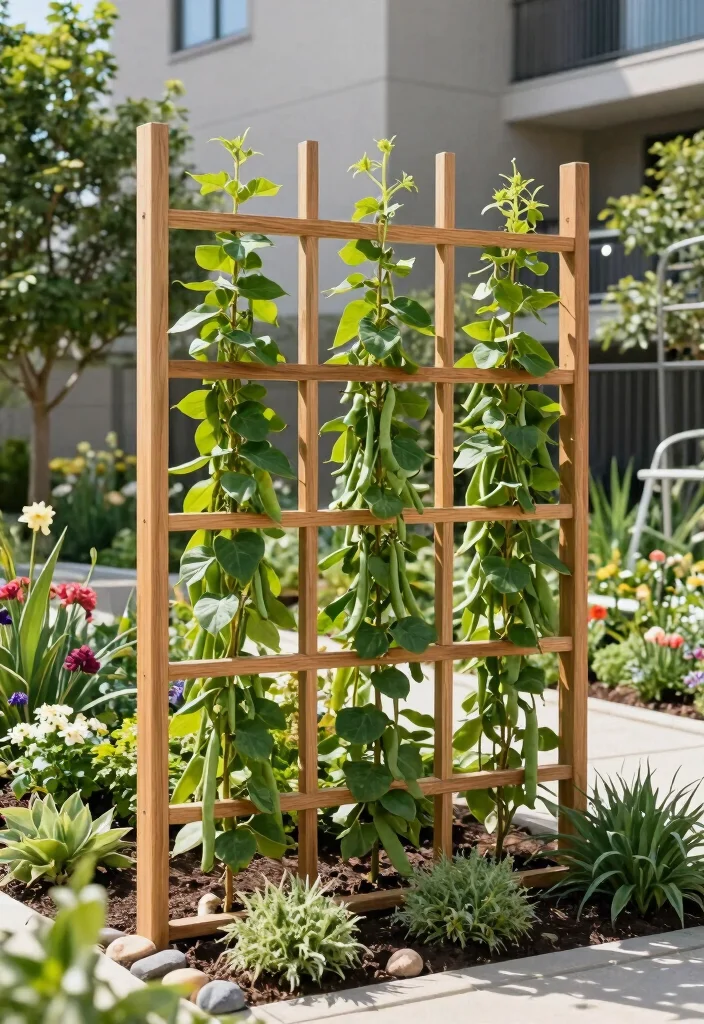 12 Bean Pole Trellis Ideas for Simple Vertical Growing 8. Grid Trellis System 0