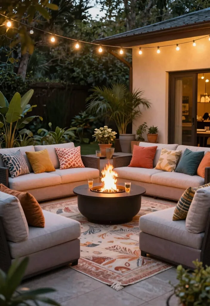 12 Big Backyard Ideas for Flexible Outdoor Layouts 12 12 Big Backyard Ideas for Flexible Outdoor Layouts 2. Cozy Outdoor Living Room 0