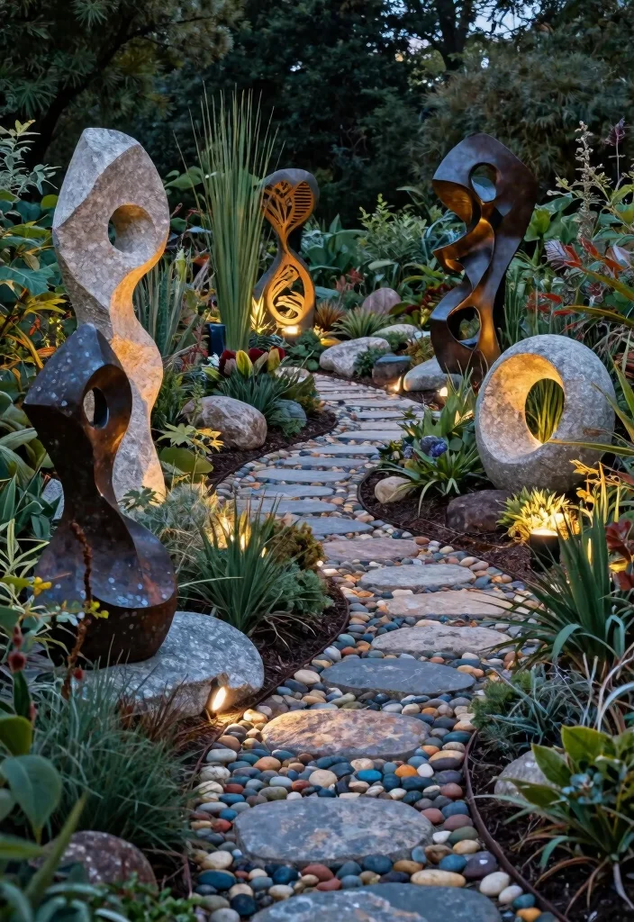 12 Bloxburg Backyard Ideas for Creative and Aesthetic Builds 10. Artistic Sculptural Garden 0