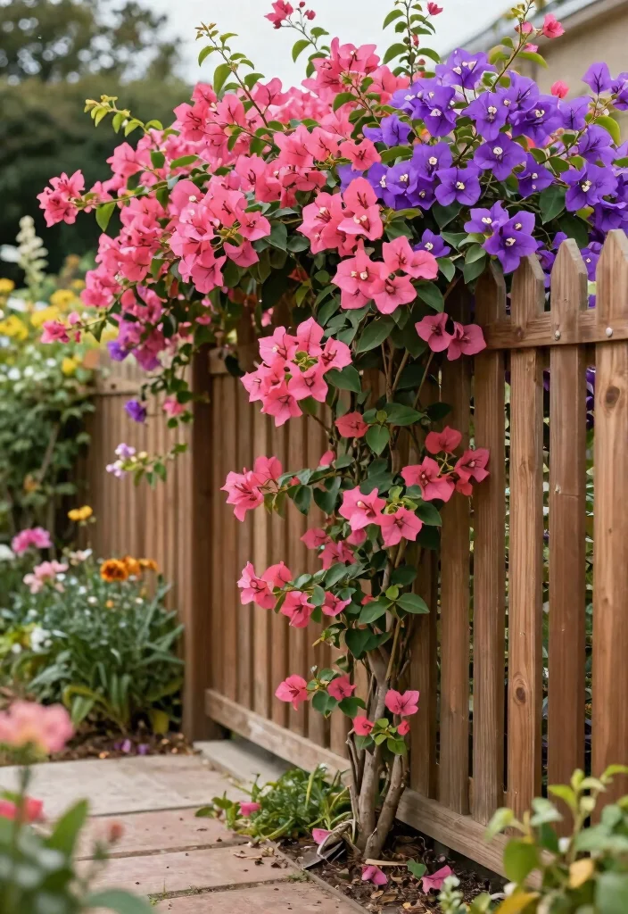 12 Bougainvillea Trellis Ideas for Bright Vertical Color 10. Garden Fence Trellis 0