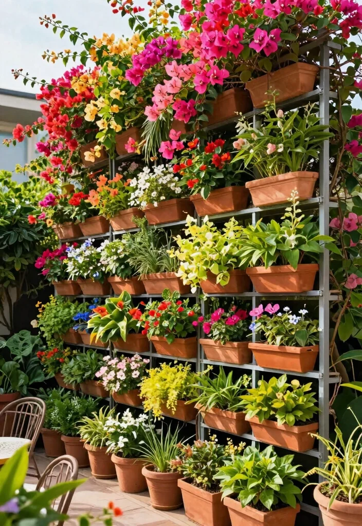 12 Bougainvillea Trellis Ideas for Bright Vertical Color 3. Vertical Garden Wall 0