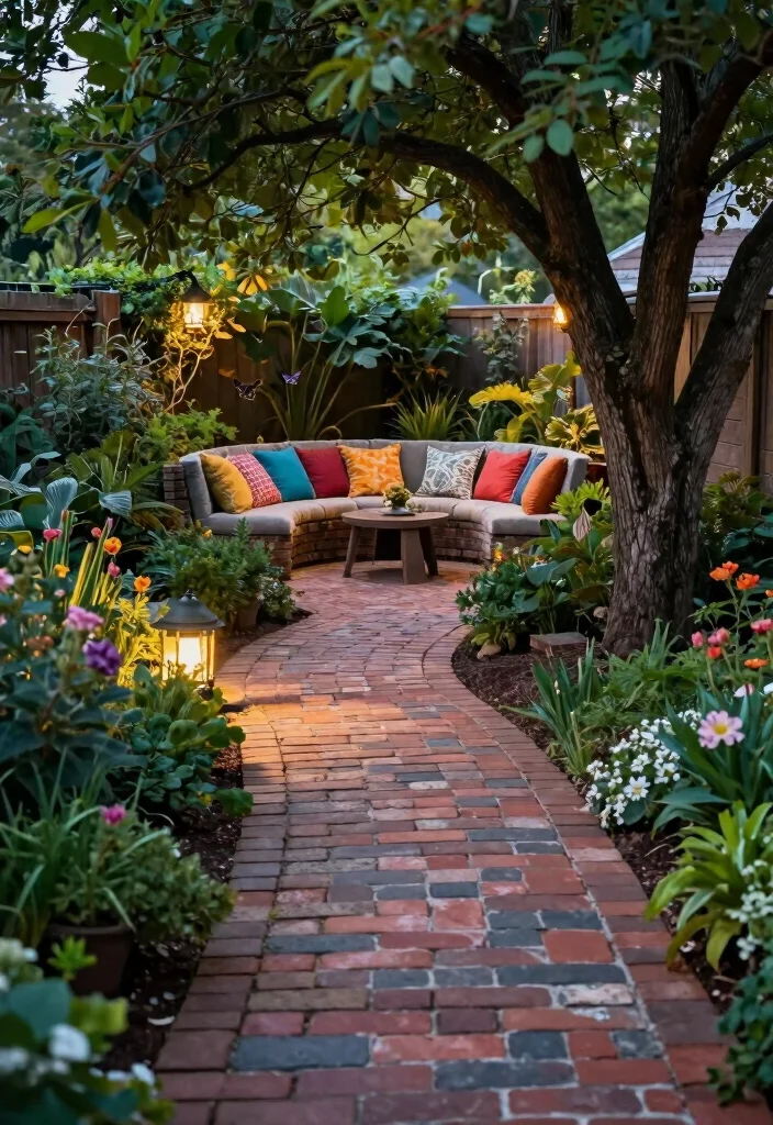 12 Brick Patio Ideas for Backyard Spaces 4. Brick Pathways Leading to Cozy Nooks 0