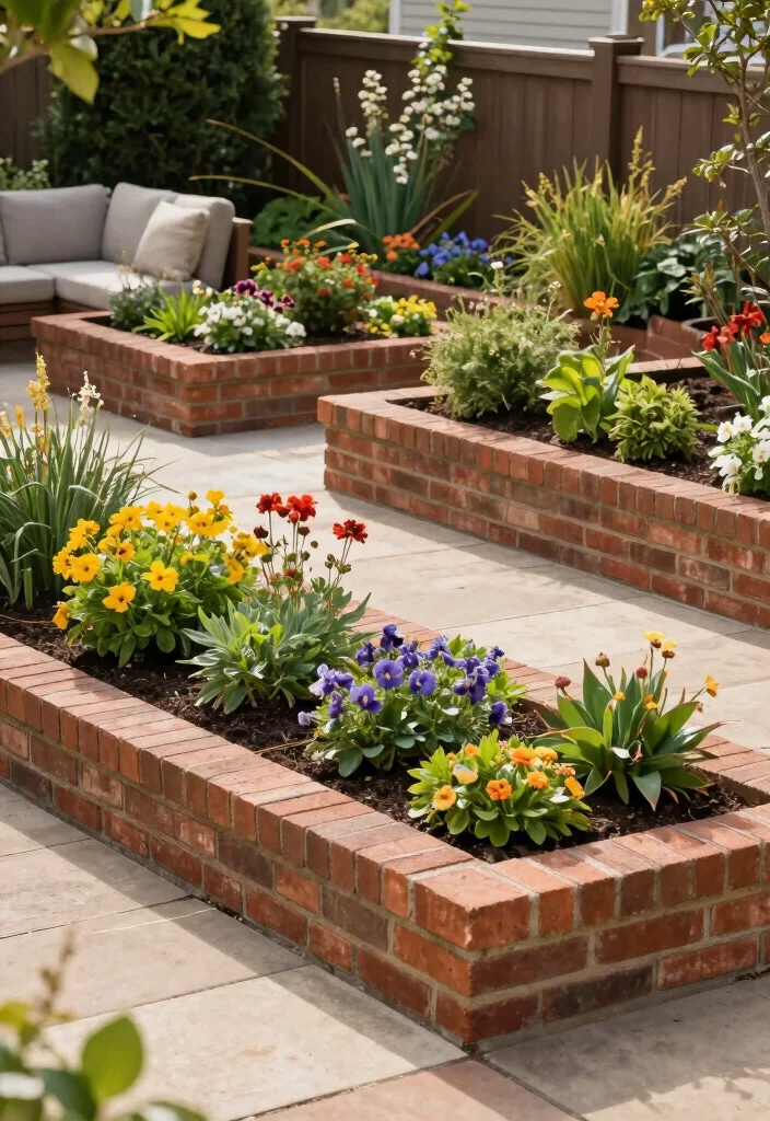12 Brick Patio Ideas for Classic Backyard Design 10. Raised Brick Garden Borders 0