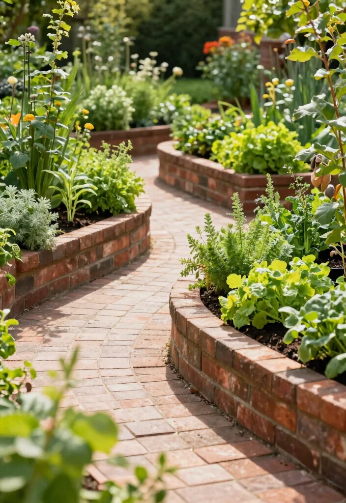 12 Brick Patio Ideas for Classic Backyard Design 3. Eco Friendly Edible Garden Patio 0