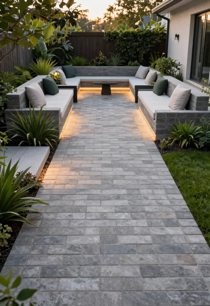 12 Brick Patio Ideas for Classic Backyard Design 5. Modern Linear Design 0