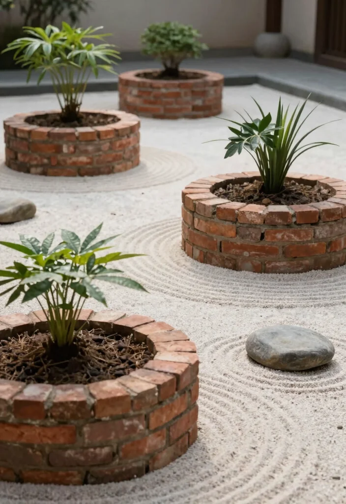 12 Brick Planter Ideas for Structured and Timeless Design 10. Zen Garden Brick Planters 0