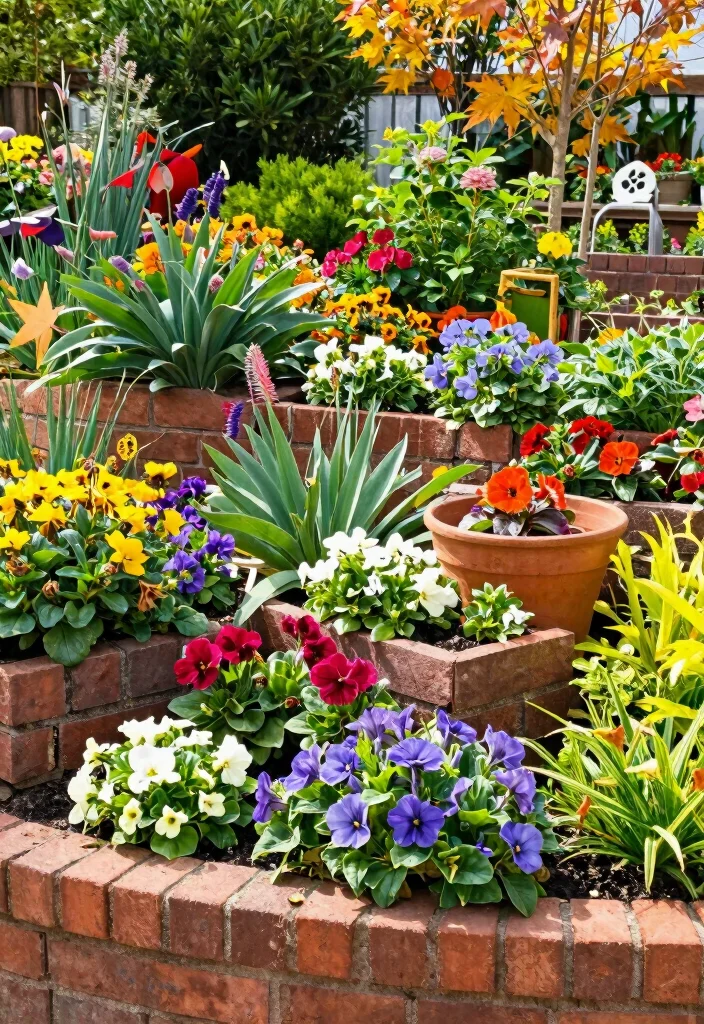 12 Brick Planter Ideas for Structured and Timeless Design 11. Seasonal Brick Planters 0