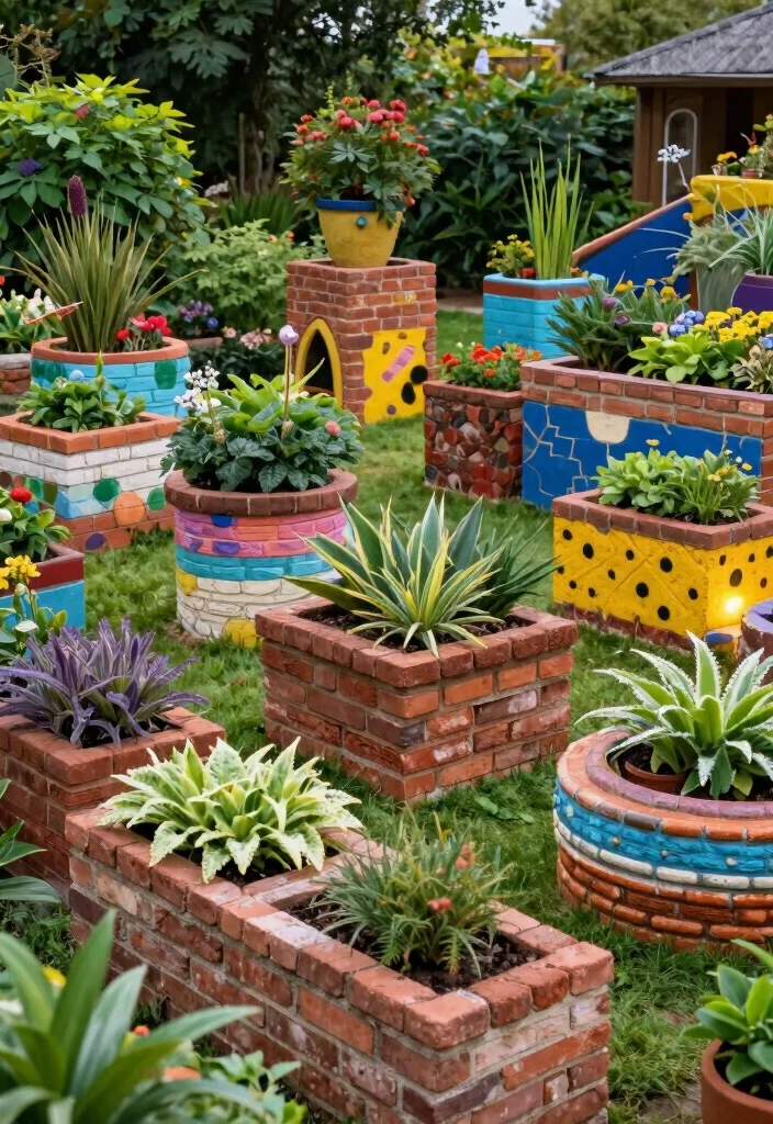 12 Brick Planter Ideas for Structured and Timeless Design 12. Artistic Brick Planter Designs 0