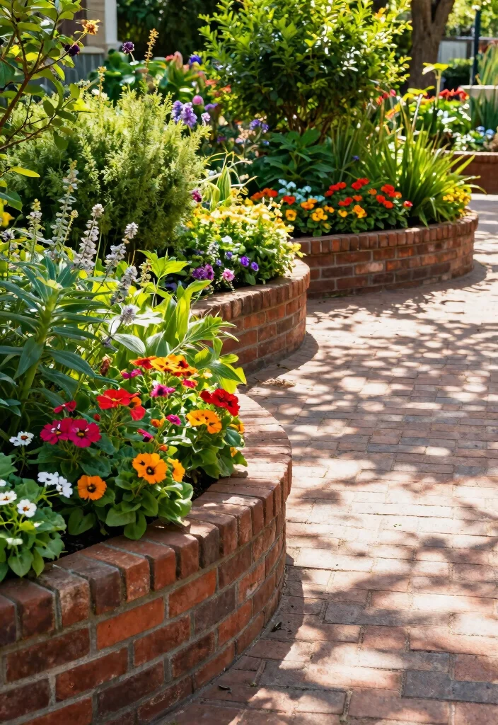 12 Brick Planter Ideas for Structured and Timeless Design 2. Curved Brick Planters 0