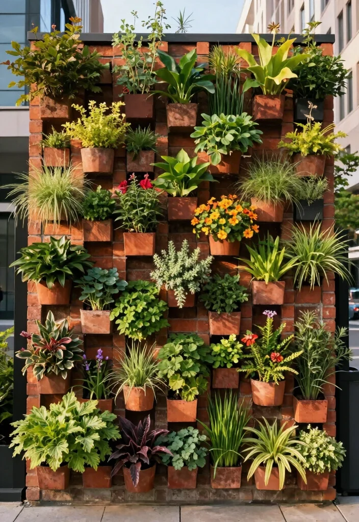 12 Brick Planter Ideas for Structured and Timeless Design 3. Vertical Brick Planter Walls 0