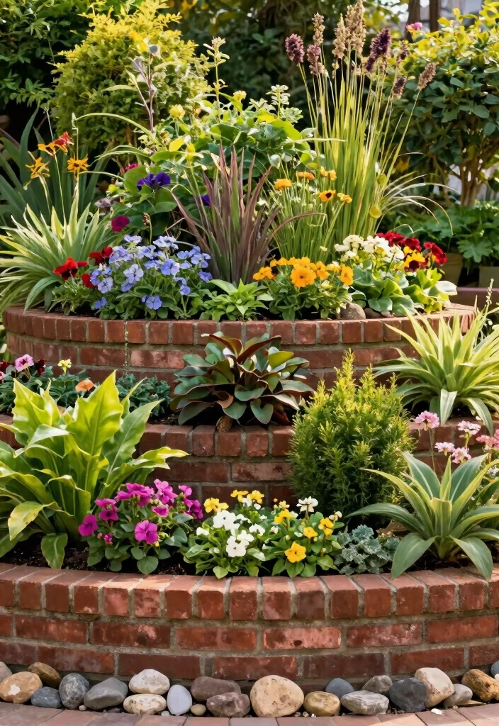 12 Brick Planter Ideas for Structured and Timeless Design 7. Multi Tiered Brick Planters 0