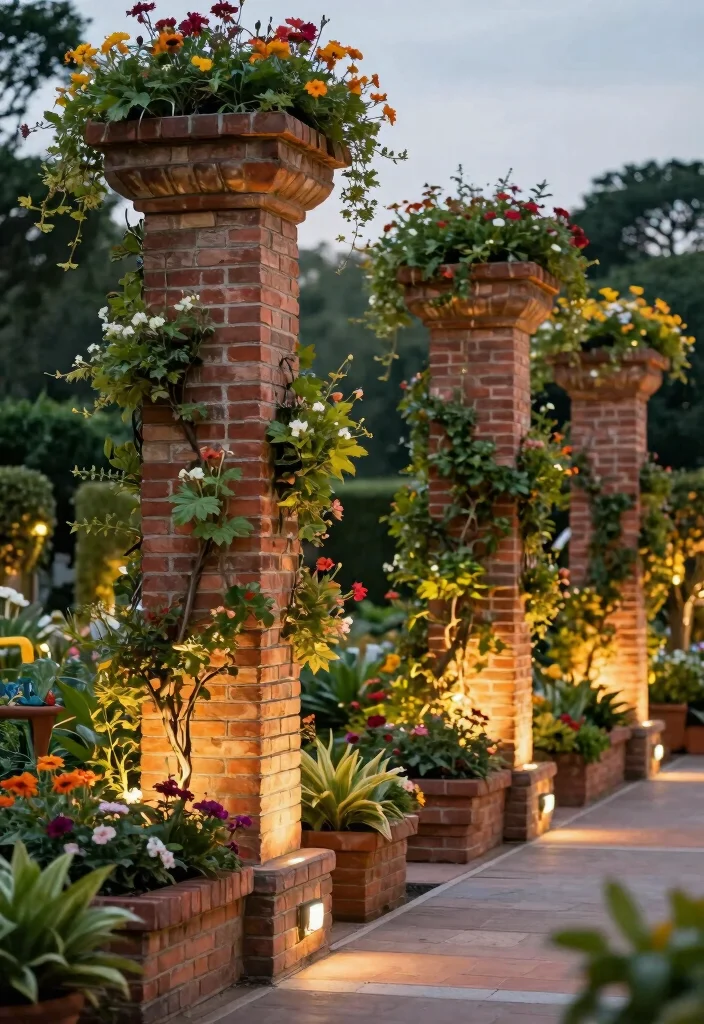 12 Brick Planter Ideas for Structured and Timeless Design 9. Brick Planter Columns 0