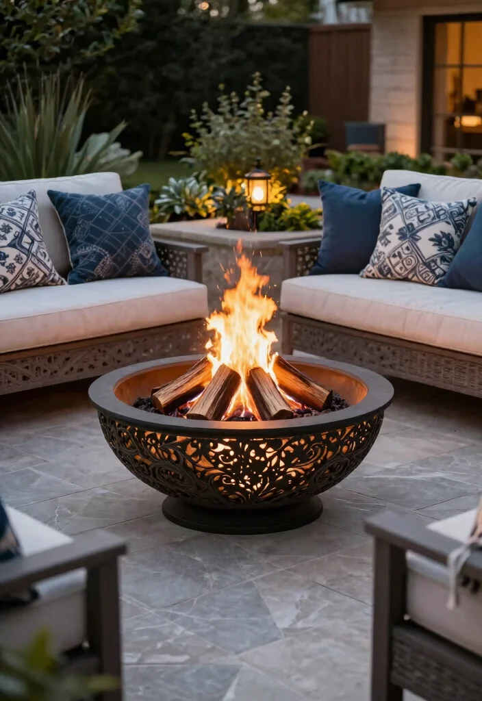 12 Budget Friendly Backyard Fire Pit Ideas That Actually Work 11. Fire Pit in a Decorative Bowl 0