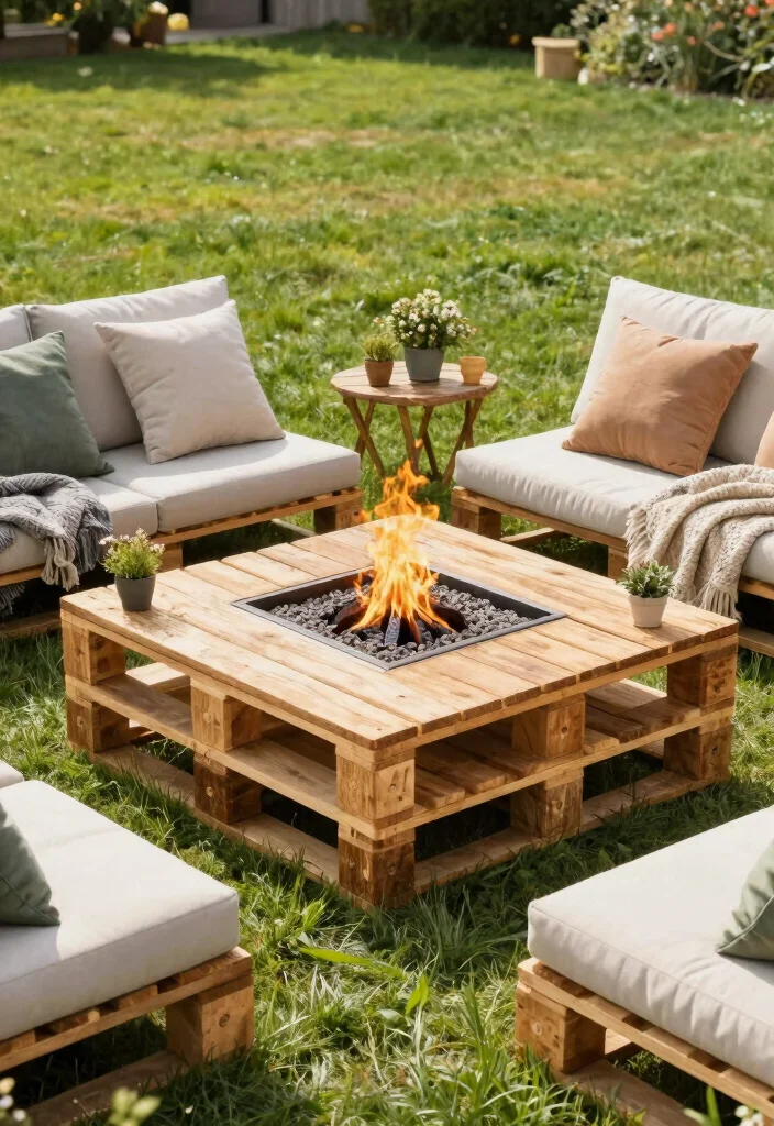 12 Budget Friendly Backyard Fire Pit Ideas That Actually Work 4. Wooden Pallet Fire Pit Table 0