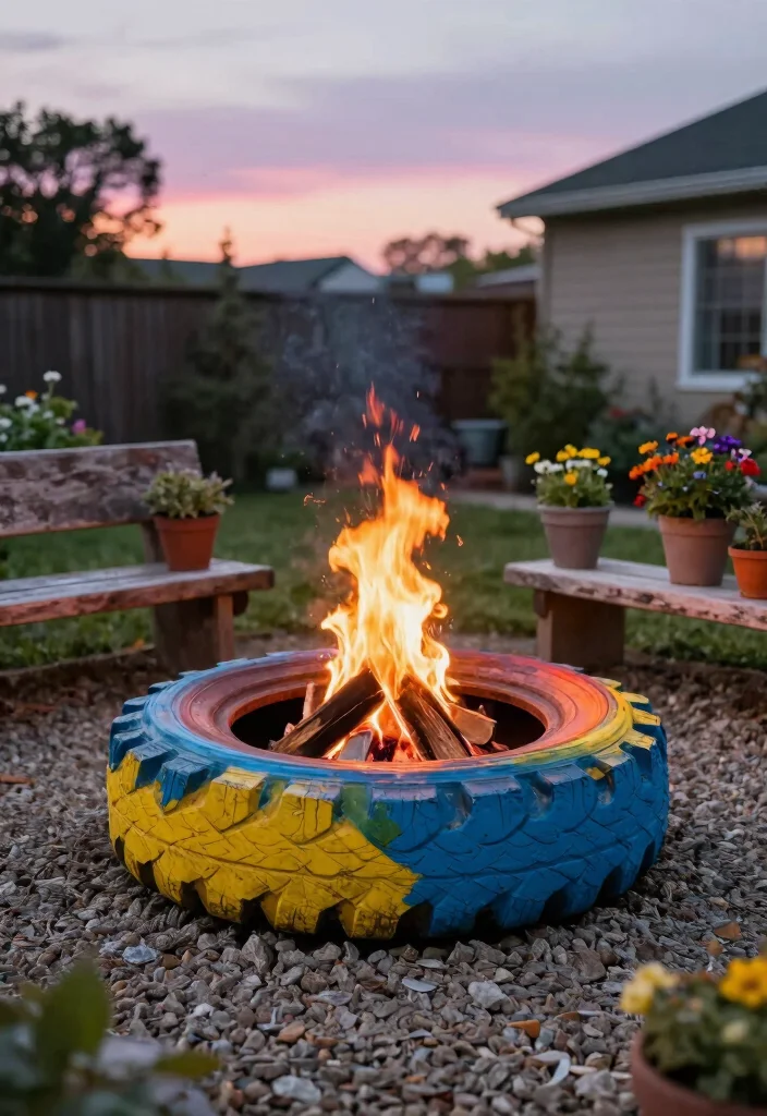 12 Budget Friendly Backyard Fire Pit Ideas That Actually Work 6. Old Tire Fire Pit 0