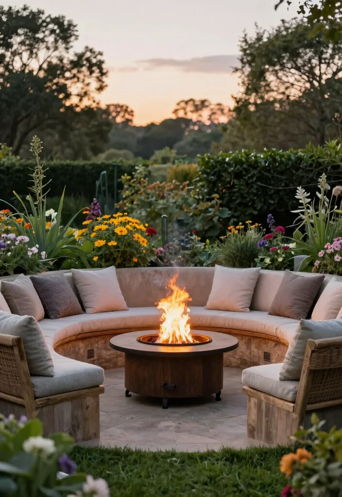 12 Budget Friendly Backyard Fire Pit Ideas That Actually Work 9. Garden Pit with Seating 0