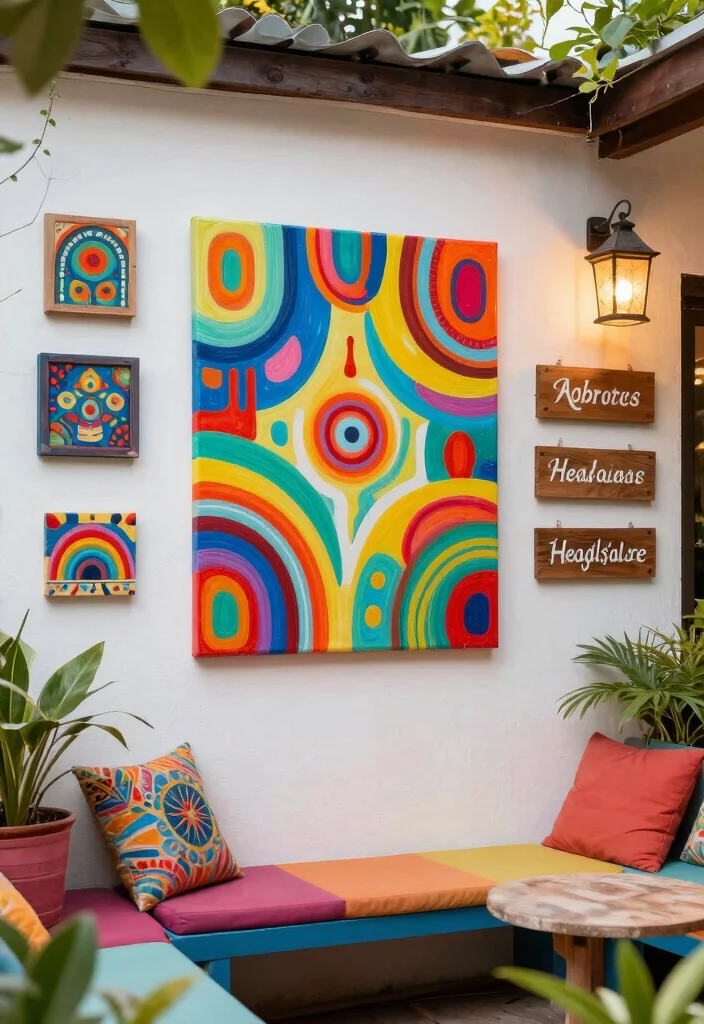 12 Budget Friendly Patio Decorating Ideas That Feel Stylish 7. Colorful Wall Art for a Personal Touch 0