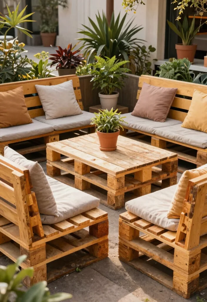 12 Budget Friendly Patio Decorating Ideas That Feel Stylish 9. Repurposed Pallet Seating 0