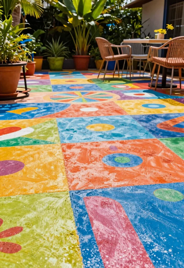 12 Cement Patio Ideas for Low Maintenance Design 11. Colorful Cement Coatings 0