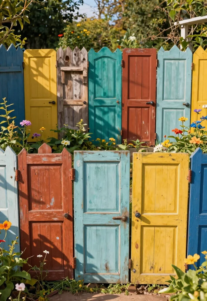 12 Cheap Fence Ideas That Look Good on a Budget 37 12 Cheap Fence Ideas That Look Good on a Budget 7. Upcycled Doors as Unique Fencing 0