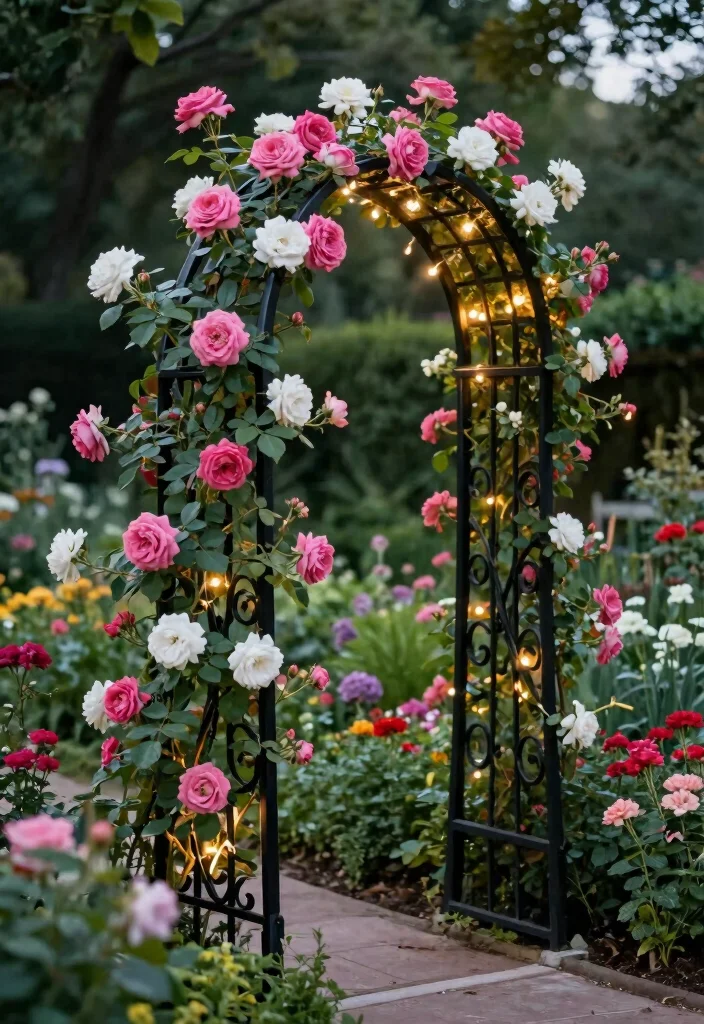 12 Climbing Rose Trellis Ideas for Romantic Garden Spaces 2. Elegant Iron Trellis 0