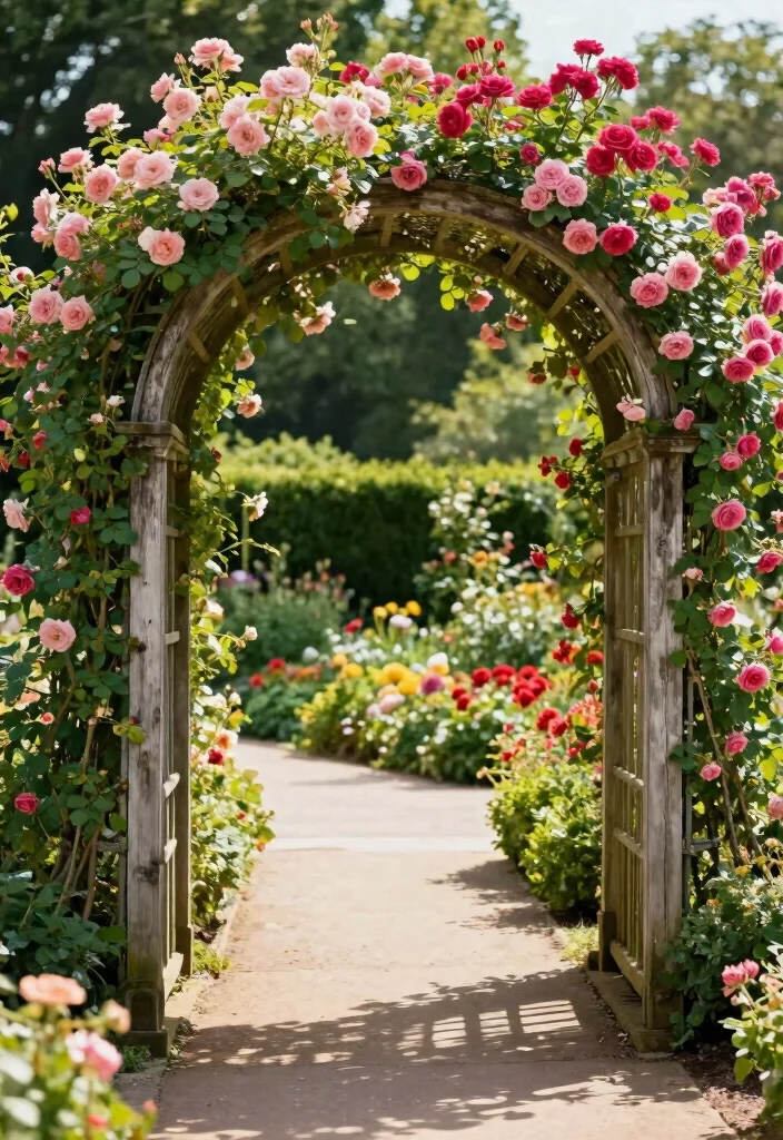 12 Climbing Rose Trellis Ideas for Romantic Garden Spaces 3. Arched Trellis 0