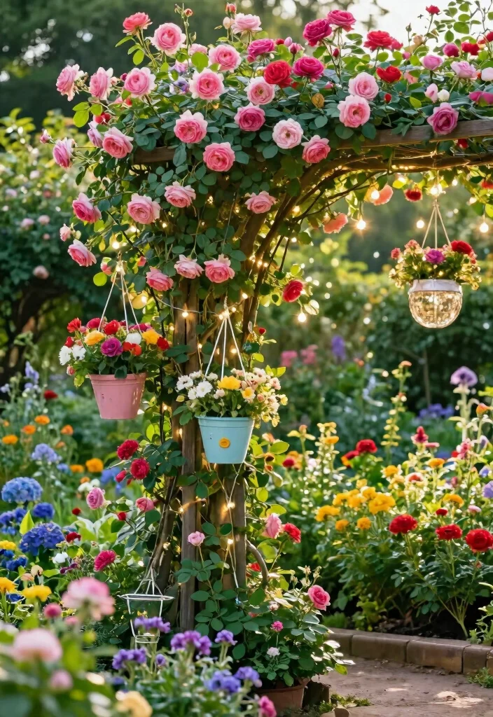 12 Climbing Rose Trellis Ideas for Romantic Garden Spaces 8. Decorated Trellis with Accessories 0