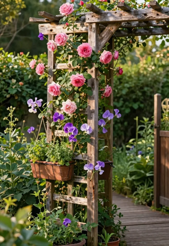 12 Corner Trellis Ideas to Use Garden Space Efficiently 1. Rustic Wooden Corner Trellis 0