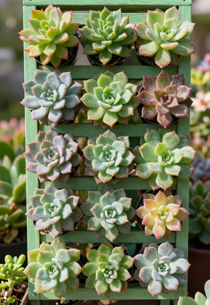 12 Corner Trellis Ideas to Use Garden Space Efficiently 12. Vertical Succulent Trellis 0