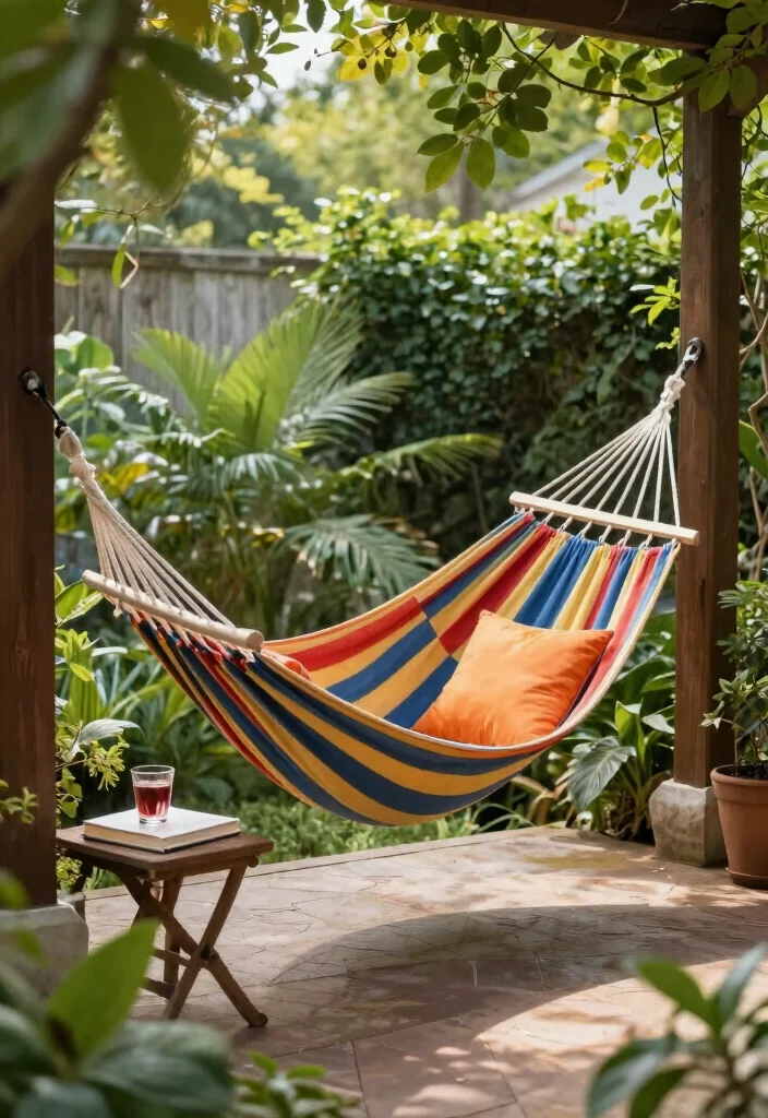 12 Cozy Patio Ideas for Relaxing Outdoor Spaces 4. Comfortable Hammock Retreat 0