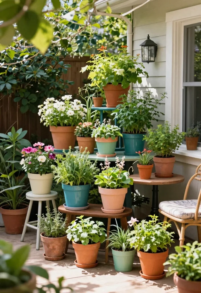 12 Cozy Patio Ideas for Relaxing Outdoor Spaces 5. Potted Plant Paradise 0