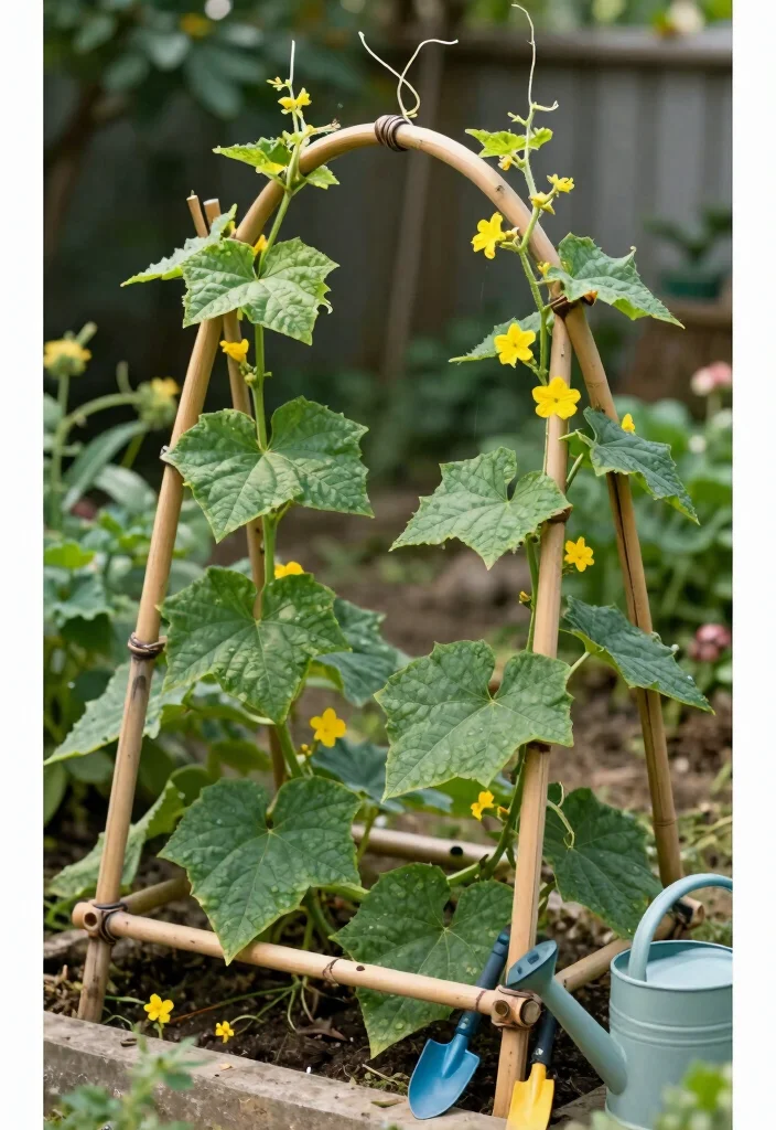 12 Cucumber Trellis Ideas to Grow More in Small Garden Beds 1 12 Cucumber Trellis Ideas to Grow More in Small Garden Beds 1. Bamboo Trellis Simple Yet Effective 0