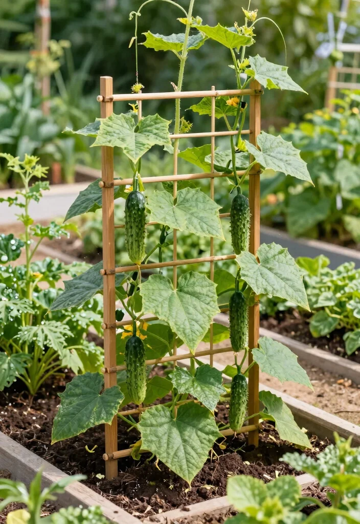 12 Cucumber Trellis Ideas to Grow More in Small Garden Beds 62 12 Cucumber Trellis Ideas to Grow More in Small Garden Beds 12. Vertical Grid Trellis Innovative and Functional 0