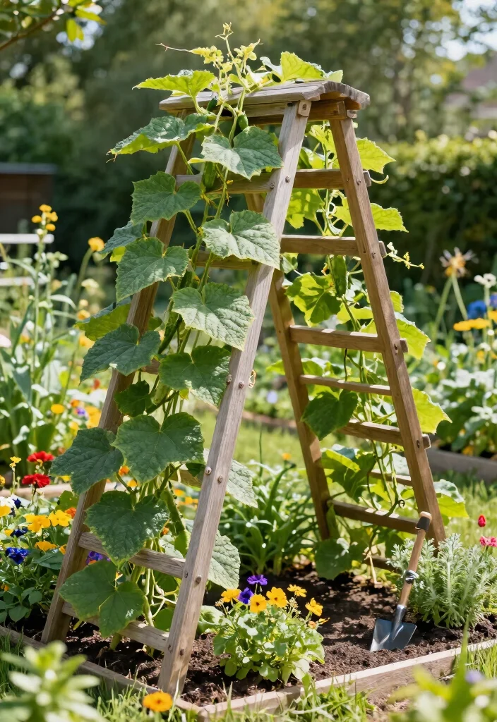 12 Cucumber Trellis Ideas to Grow More in Small Garden Beds 2 12 Cucumber Trellis Ideas to Grow More in Small Garden Beds 2. A Frame Trellis Space Savvy 0