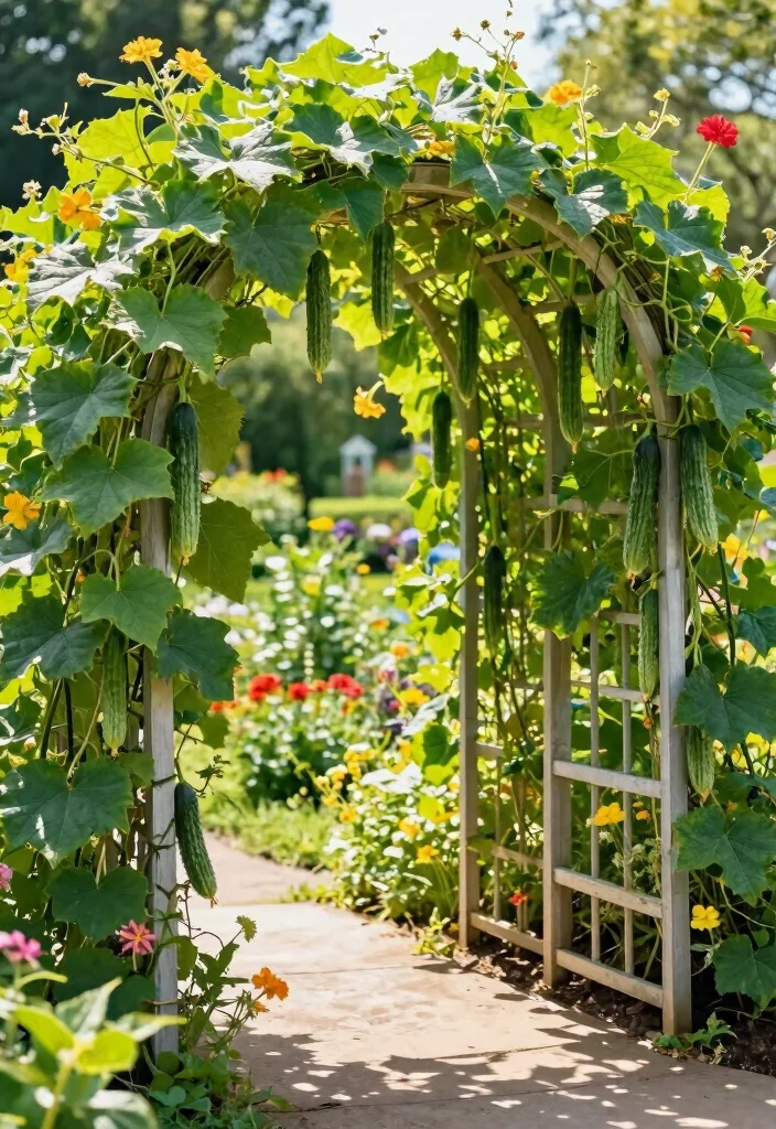 12 Cucumber Trellis Ideas to Grow More in Small Garden Beds 15 12 Cucumber Trellis Ideas to Grow More in Small Garden Beds 5. Archway Trellis An Entryway to Greenery 0