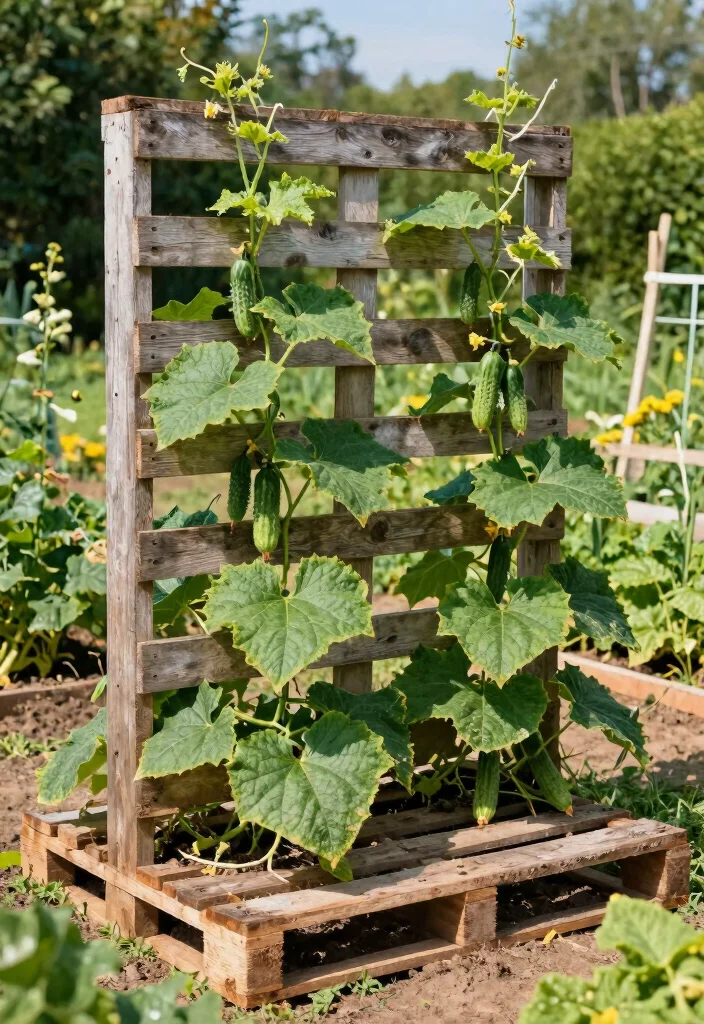 12 Cucumber Trellis Ideas to Grow More in Small Garden Beds 37 12 Cucumber Trellis Ideas to Grow More in Small Garden Beds 7. Pallet Trellis Upcycled and Functional 0