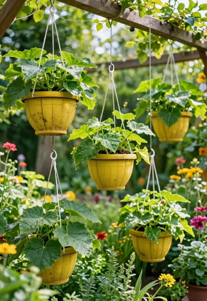 12 DIY Cucumber Trellis Ideas That Save Space 10. Hanging Basket Trellis 0