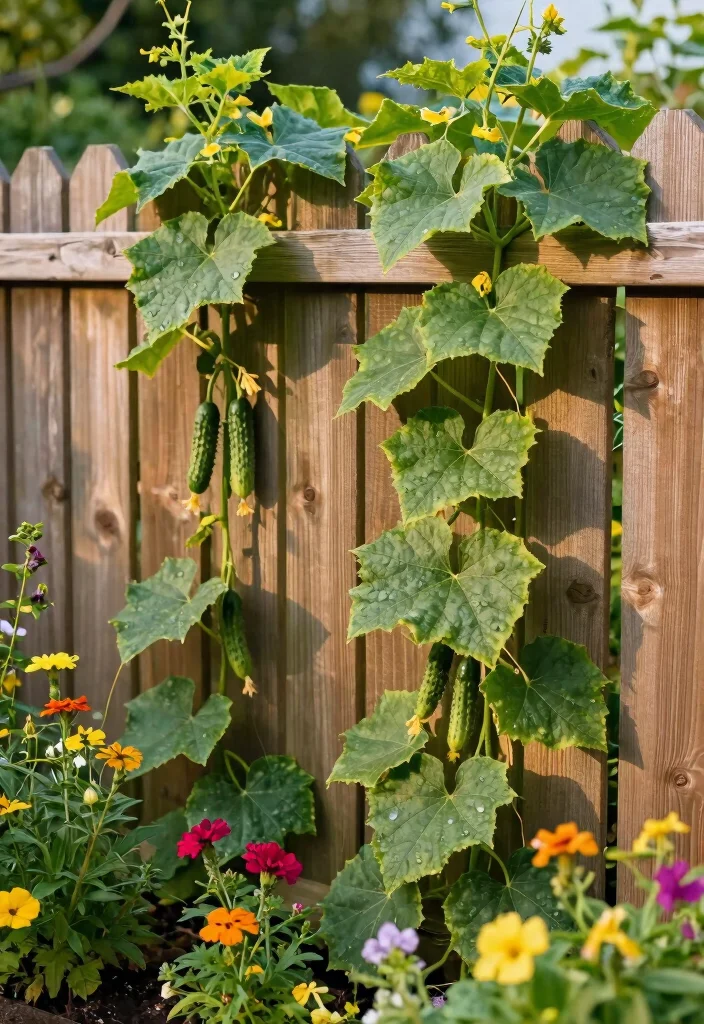 12 DIY Cucumber Trellis Ideas That Save Space 4. Fencing Trellis 0