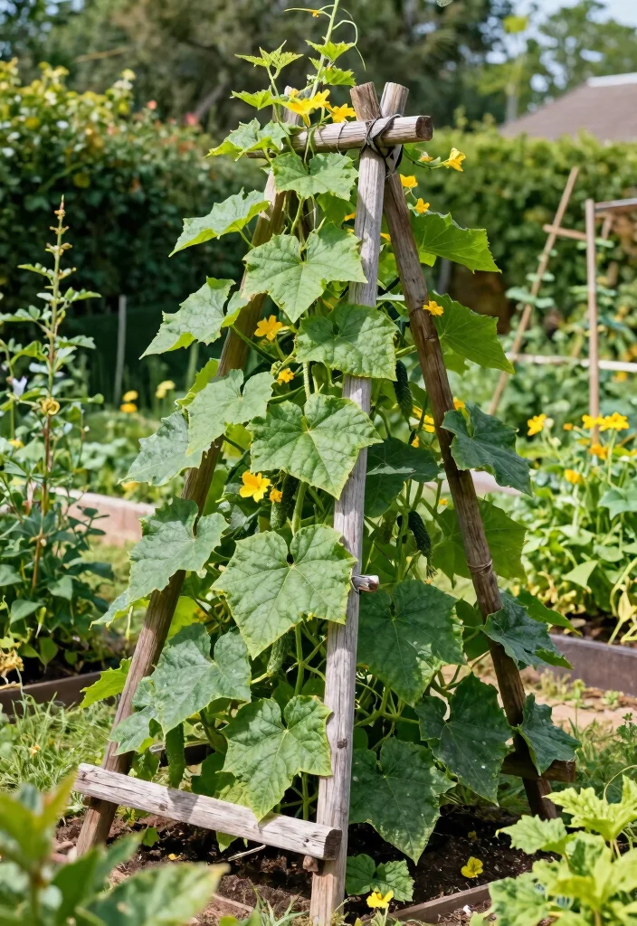 12 DIY Cucumber Trellis Ideas That Save Space 8. A Frame Trellis 0