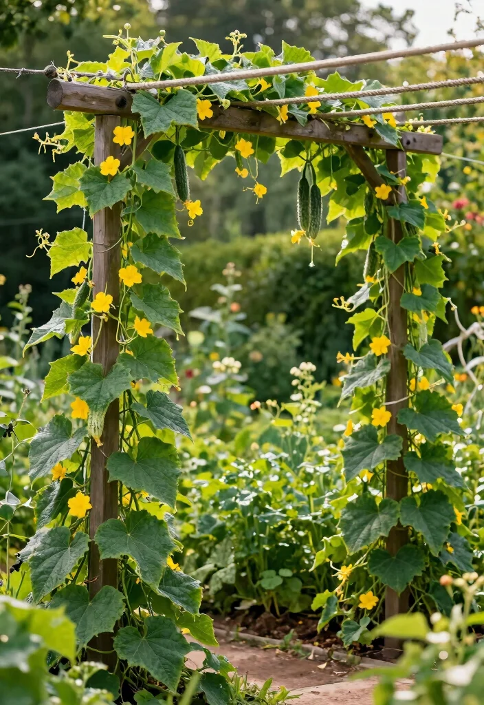 12 DIY Cucumber Trellis Ideas That Save Space 9. Trapeze Trellis 0