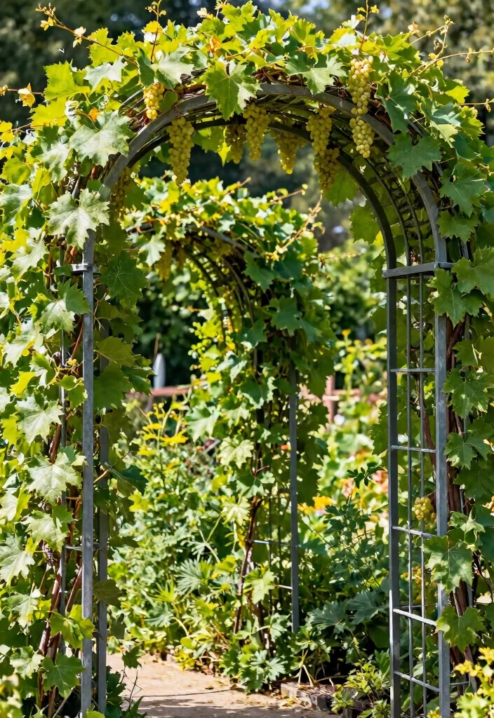 12 DIY Grape Trellis Ideas for Home Vineyards 5. Arched Metal Trellis 0
